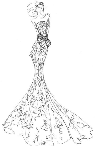399x615 fashion illustration of an elegant gown - Elegant Dress Drawing