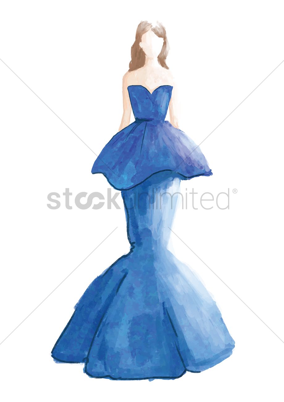 919x1300 fashion model in elegant dress sketch vector image - Elegant Dress Drawing
