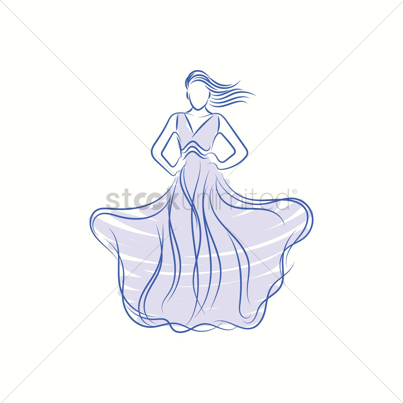 1300x1300 fashion model in elegant dress sketch vector image - Elegant Dress Drawing