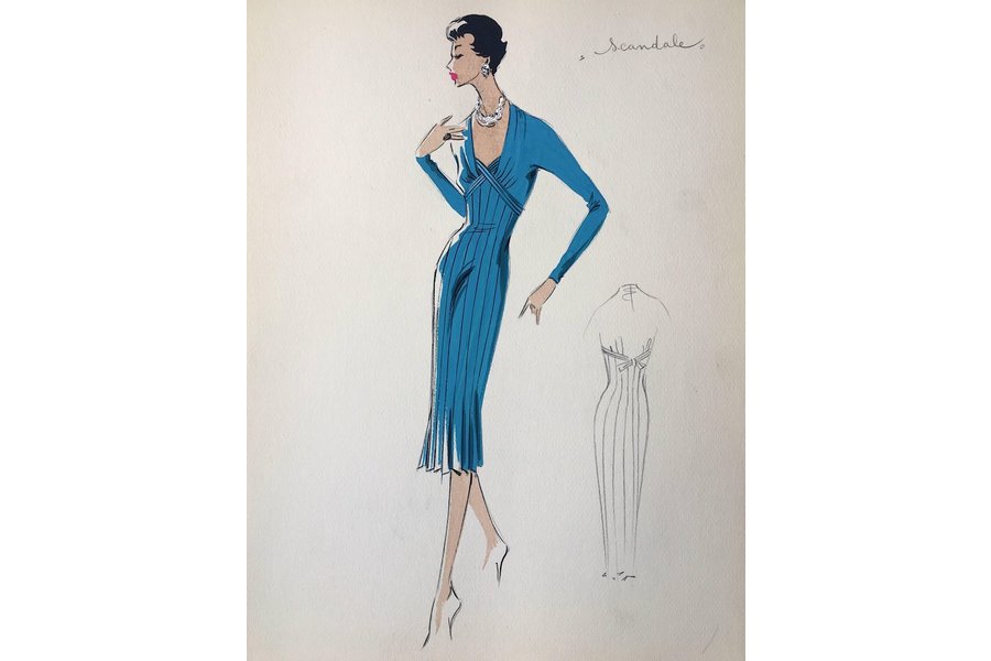 900x600 lady in elegant bright blue dress parisian fashion - Elegant Dress Drawing