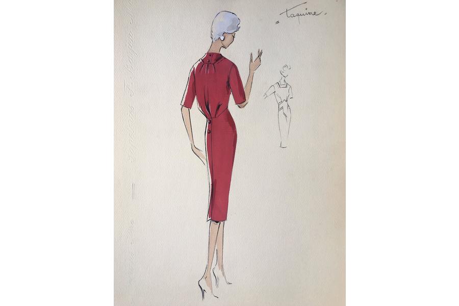 900x600 unknown lady in elegant red dress parisian fashion - Elegant Dress Drawing