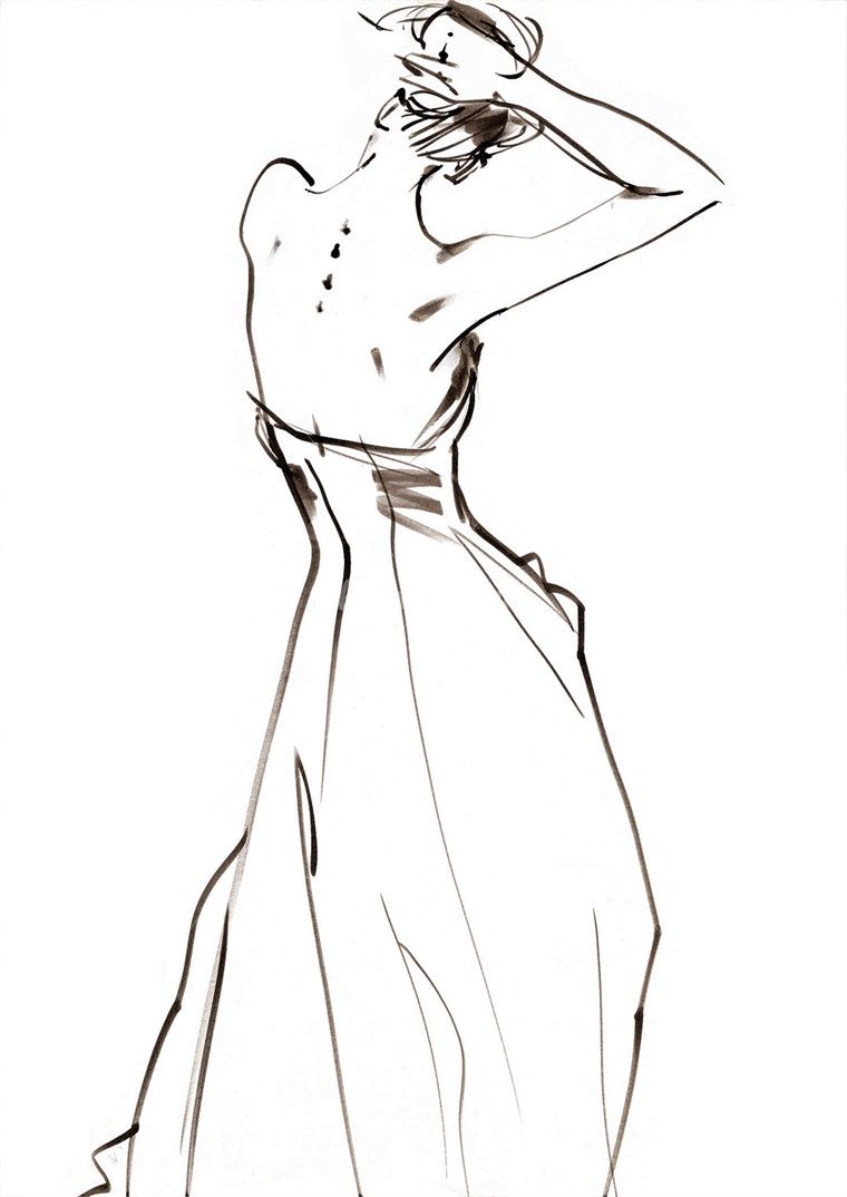 760x1074 Dress Sketch - Elegant Dress Drawing