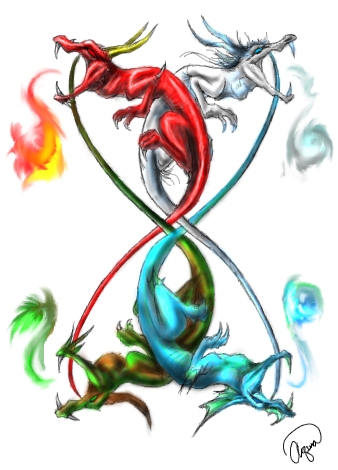 338x470 Fire Earth Air Water - Element Drawing