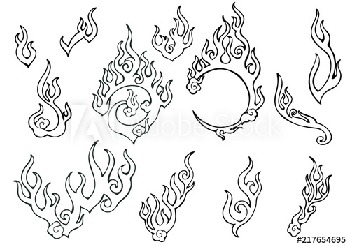 500x354 fire or flame element chinese oriental ornament tattoo style free - Element Drawing