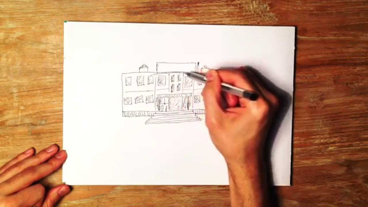 1280x720 how to draw a school - Elementary School Drawing