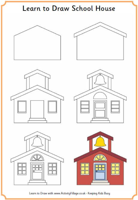 460x665 learn to draw a school house how to draw drawings, learn - Elementary School Drawing