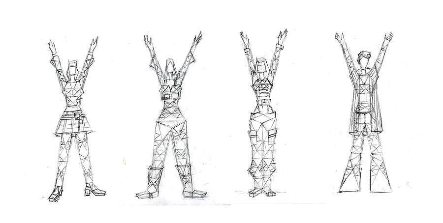 900x454 female pylon figures drawing - Elena Drawing