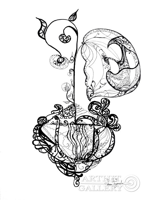 523x700 Graphic Arts Ink Drawings For Sale Drawing Flower Of Heaven - Elena Drawing