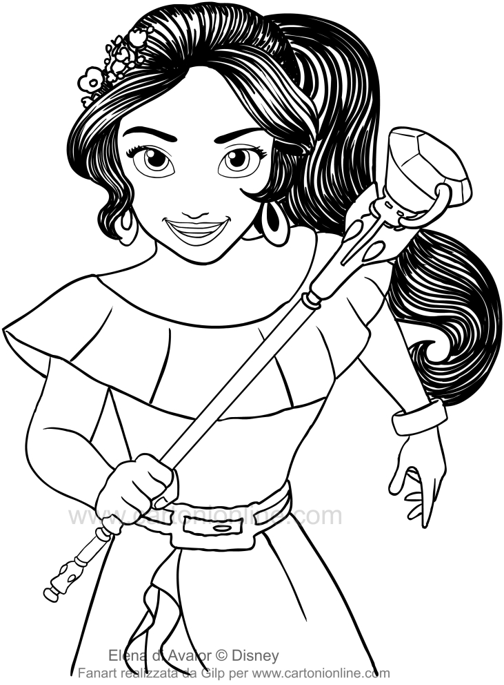 731x992 drawing elena of avalor who running with the scepter coloring page - Elena Drawing