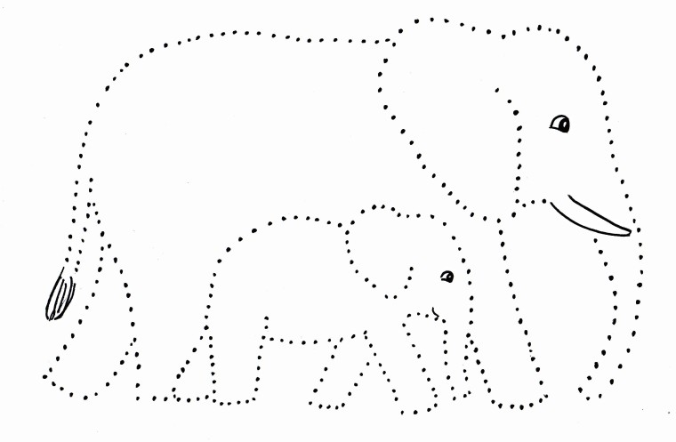760x497 Elephant And Baby Dot Drawing - Elephant And Baby Drawing