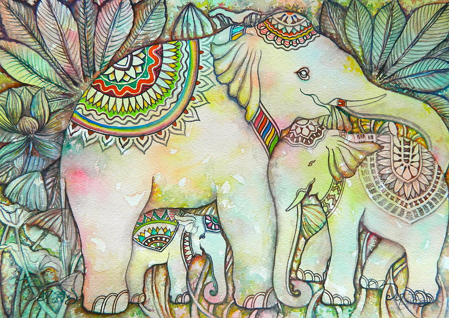 900x638 Elephant Family Drawing - Elephant Art Drawing