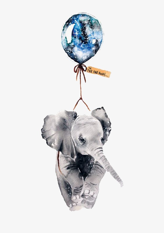 564x797 Drawing Animals, Watercolor, Elephant, Balloon Png Image - Elephant Balloon Drawing