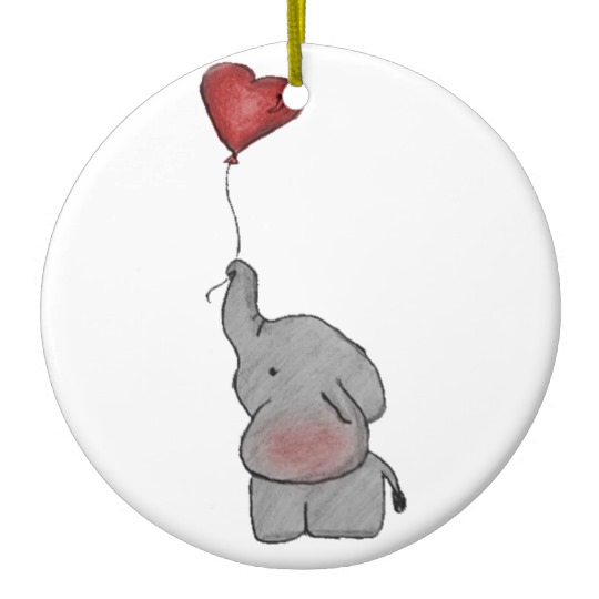 540x540 Elephant Holding Balloon Ceramic Ornament Zazzle Ca - Elephant Balloon Drawing