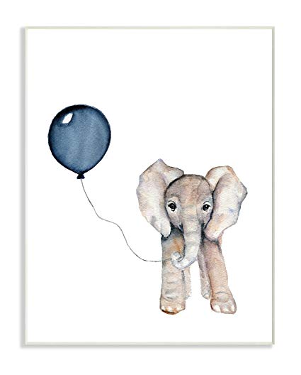 425x528 The Stupell Home Collection Baby Elephant - Elephant Balloon Drawing