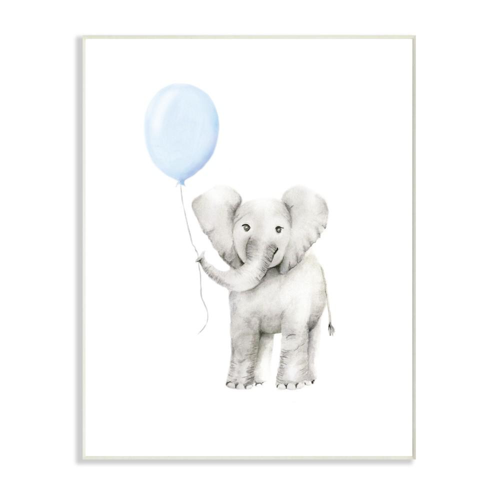 1000x1000 Stupell Industries In X In Baby Elephant With Blue - Elephant Balloon Drawing