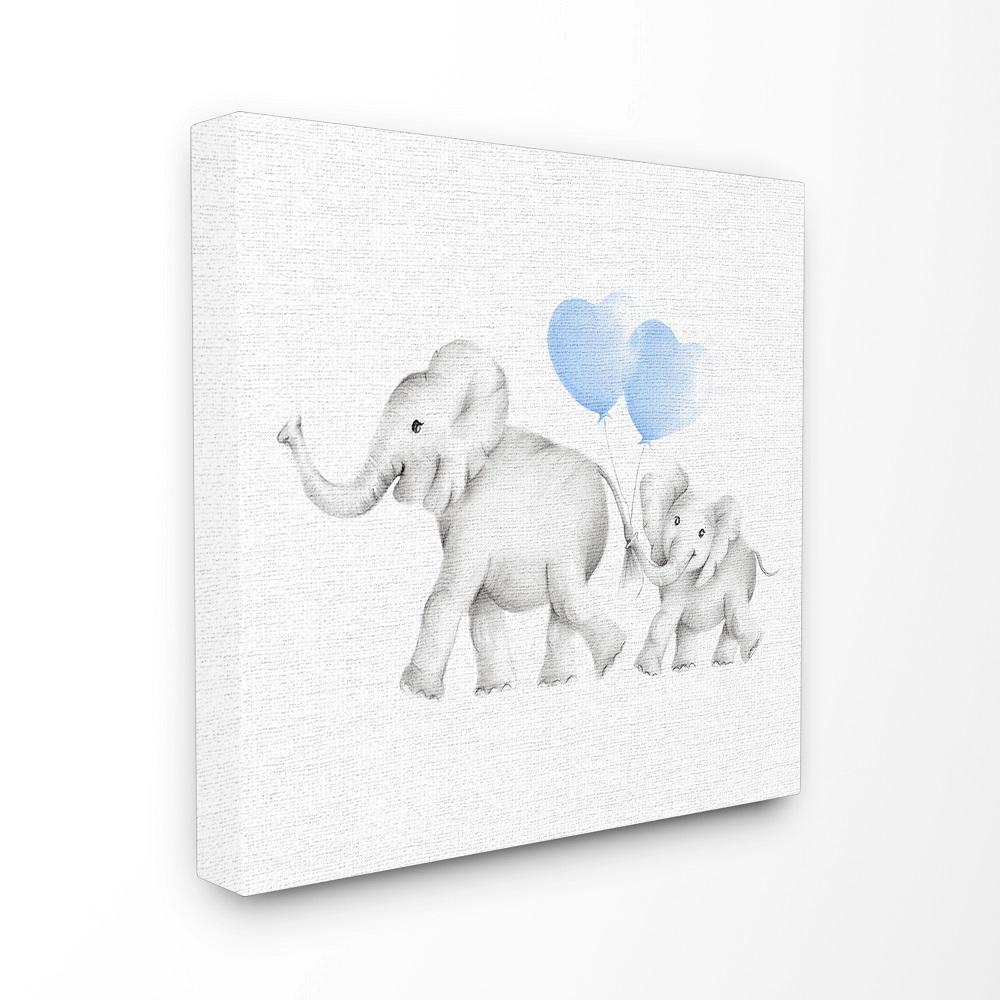 1000x1000 Stupell Industries In X In Elephant Family Blue Balloon - Elephant Balloon Drawing