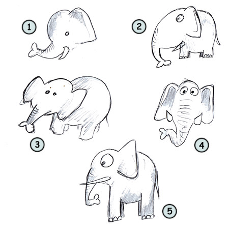 450x450 Drawing Cartoon Elephants - Elephant Cartoon Drawing