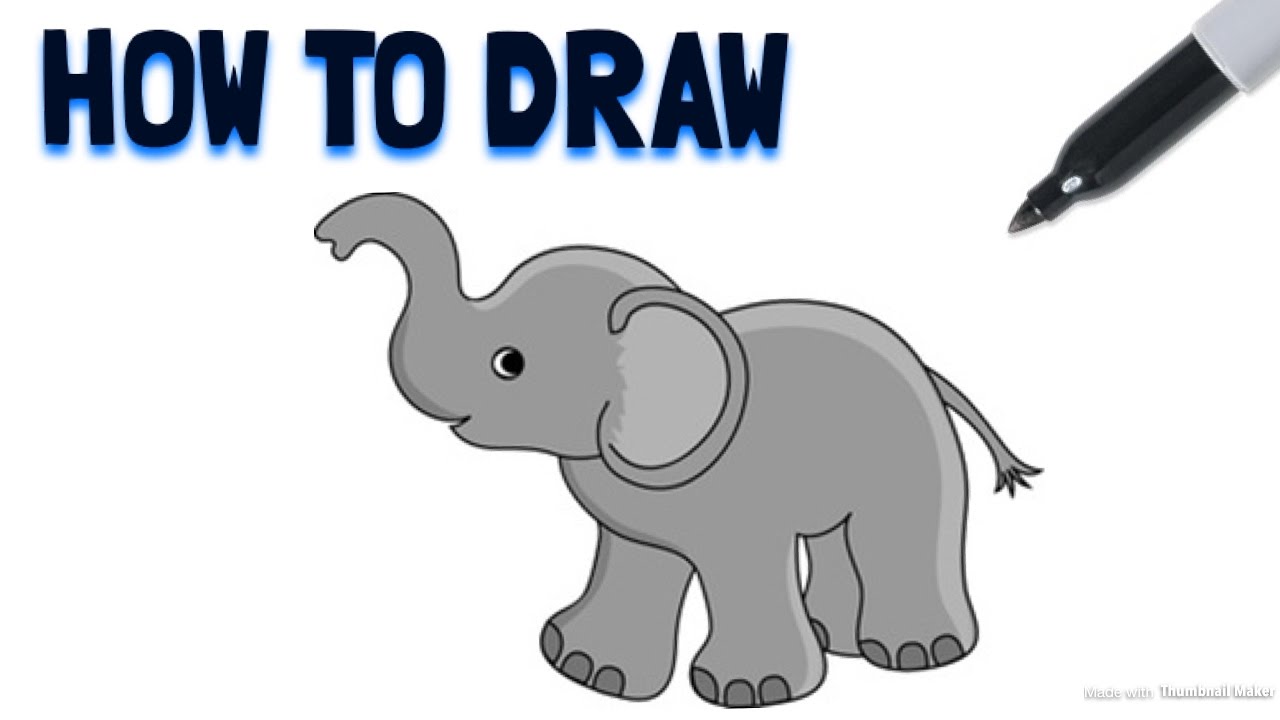 1280x720 How To Draw A Cartoon Elephant Drawing Tutorial - Elephant Cartoon Drawing