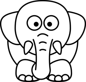 298x285 Cartoon Elephant Bw Clip Art - Elephant Cartoon Drawing
