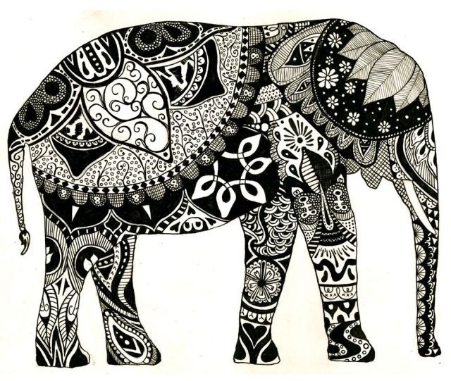 640x541 Elephants Drawing Design - Elephant Design Drawing