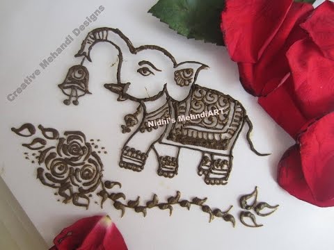 480x360 How To Draw Elephant Animal In Henna Mehndi Design Tutorial - Elephant Design Drawing