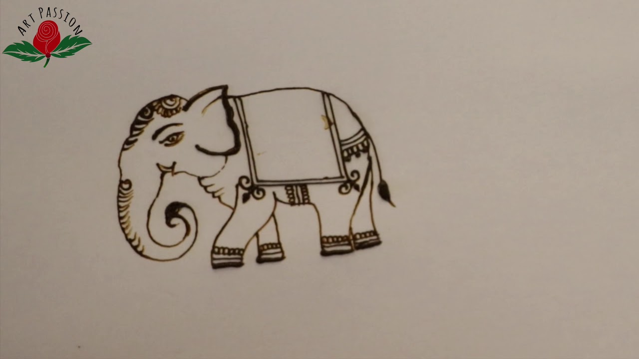 1280x720 How To Draw Elephant In Mehndi Design For Bridal Henna - Elephant Design Drawing