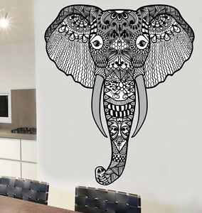 284x300 Indian Mandala Patterned Elephant Design Wall Sticker Ethnic Decal - Elephant Design Drawing