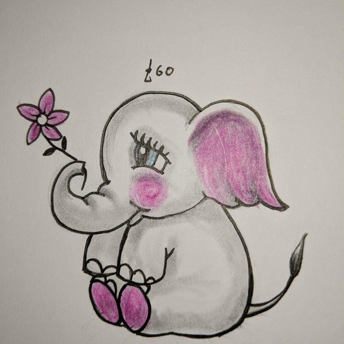 1200x1200 Baby Elephant Design - Elephant Design Drawing