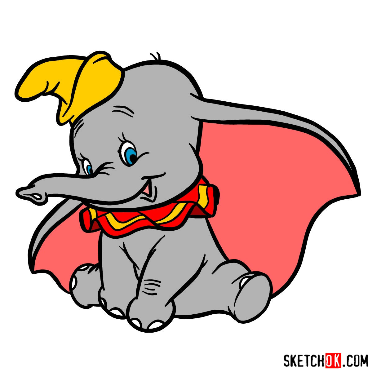1200x1200 How To Draw Dumbo The Elephant - Elephant Drawing