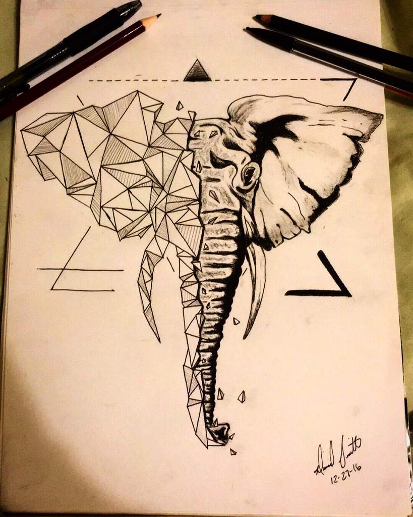 819x1024 Geometric Elephant Drawing Art Amino - Elephant Drawing Art