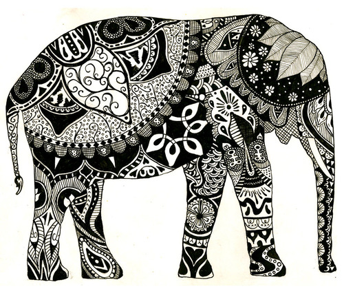 500x423 Love Drawing Art Beautiful Summer Hipster Boho Indie Grunge - Elephant Drawing Art