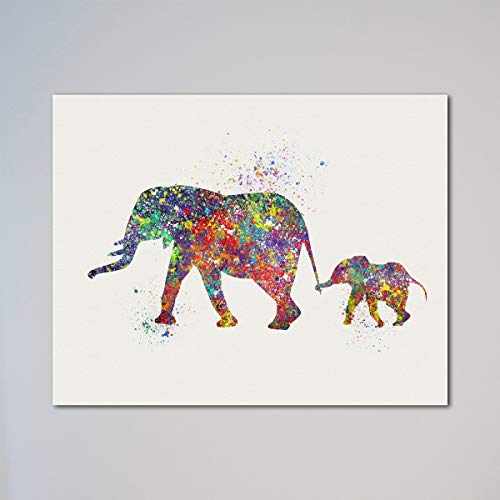 500x500 Elephant Family Mom And Baby Elephants X Inches - Elephant Drawing Art