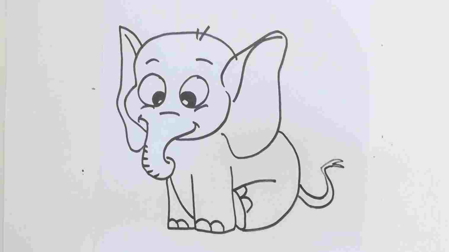 1517x853 How Elephant Drawing Easy To Draw Simple Cartoon Elephant - Elephant Drawing Easy