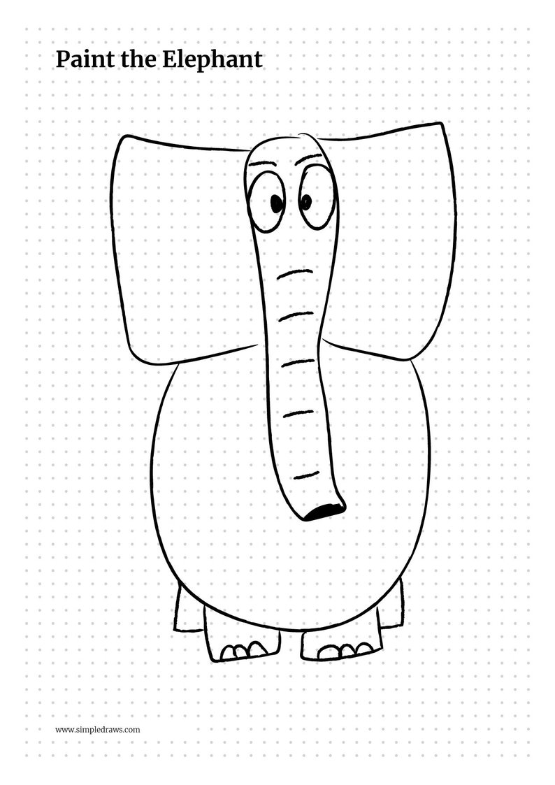 794x1123 How To Draw An Elephant Drawing For Kids Printable Pdf Etsy - Elephant Drawing For Kids