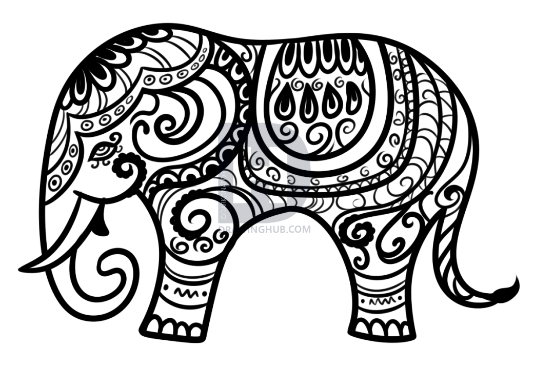 1041x720 Hindu Elephant Drawing Lesson, Step - Elephant Drawing Images