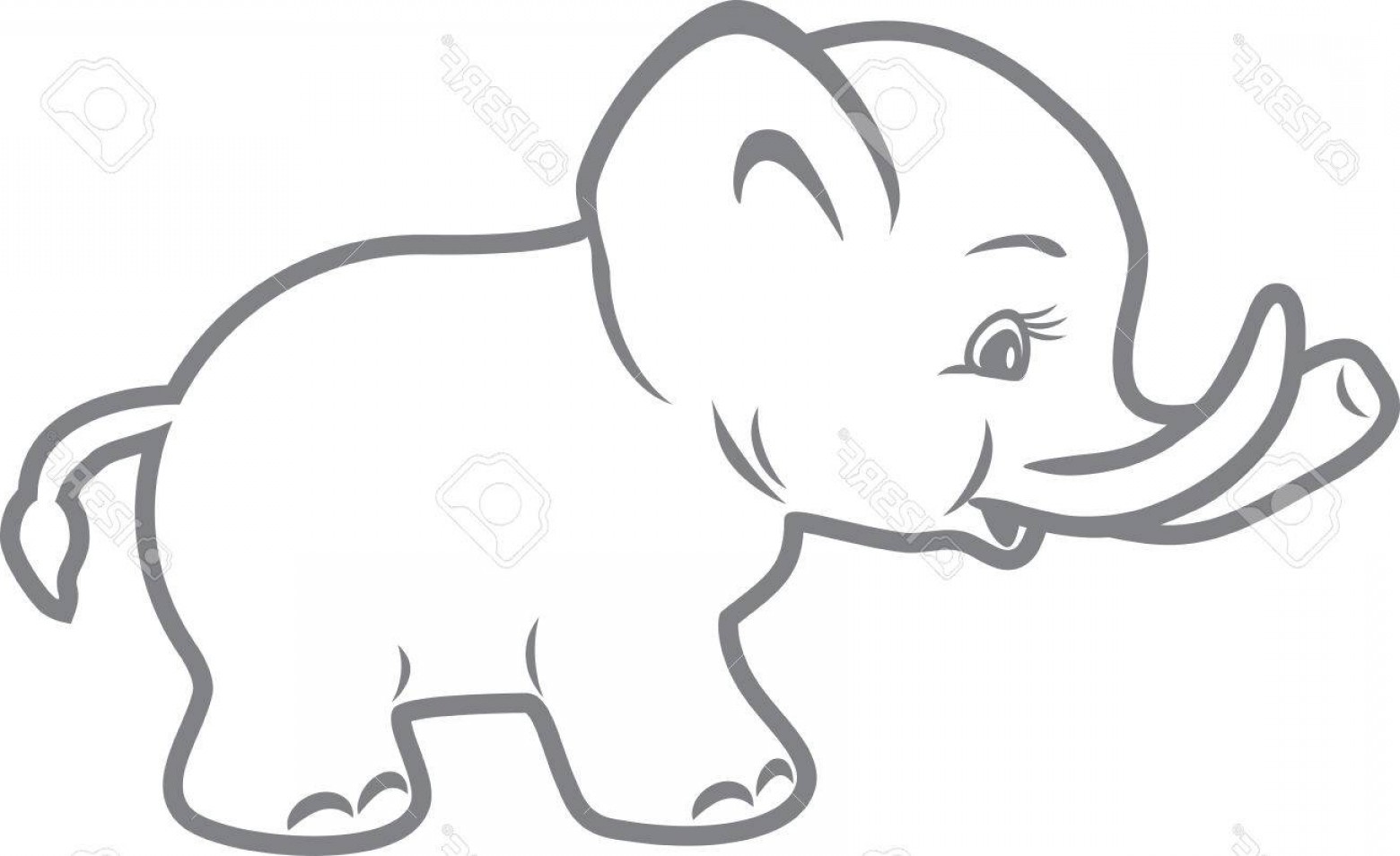 1560x954 Photostock Vector Baby Elephant Outline Drawing Soidergi - Elephant Drawing Images