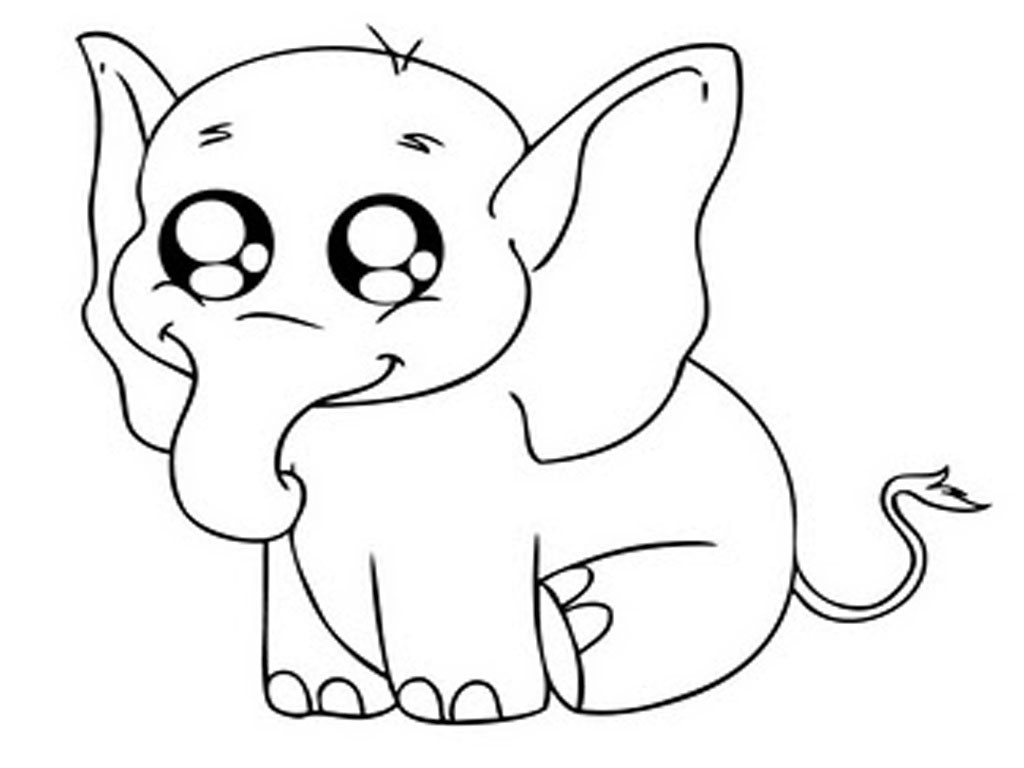 1024x768 Cute Baby Elephant Drawing Coloring Pages - Elephant Drawing Pages