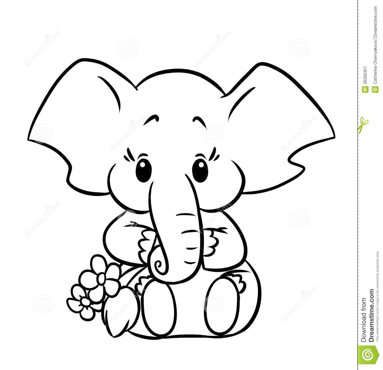 1345x1300 Little Baby Elephant Colouring - Elephant Drawing Pages