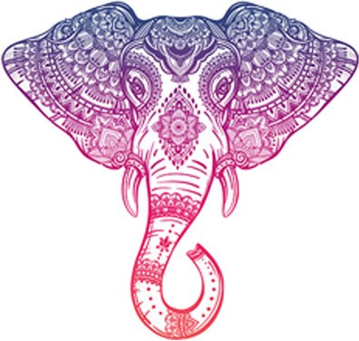 396x376 Purple Pink Ombre Henna Pattern Elephant Head Drawing - Elephant Drawing Pictures