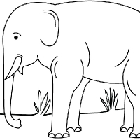 200x200 Drawing Elephant - Elephant Drawing Simple