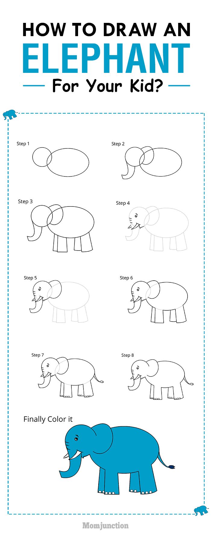 700x1777 How To Draw An Elephant For Kids In Easy Steps Kids Reading - Elephant Drawing Step By Step