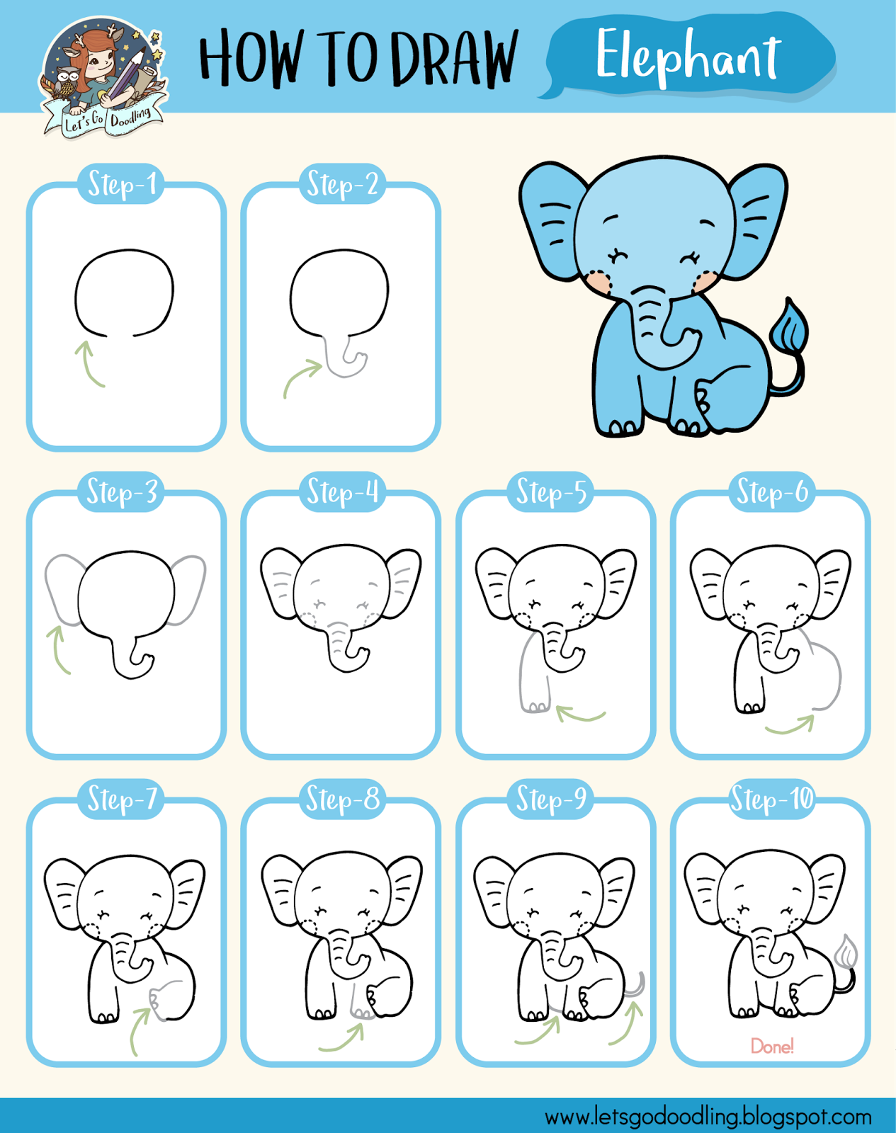 1265x1600 How To Draw Elephant - Elephant Drawing Step By Step