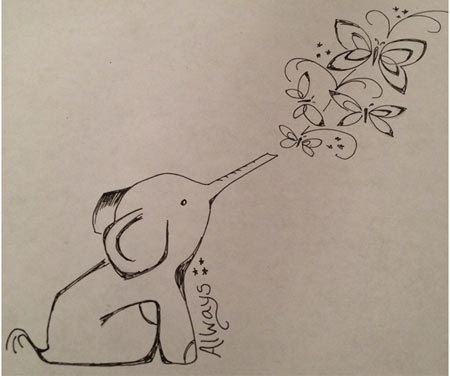 450x376 Elephant Face Tattoo Drawing - Elephant Drawing Tattoo