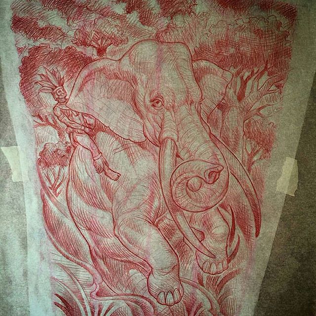 640x640 Elephant Sketch - Elephant Drawing Tattoo