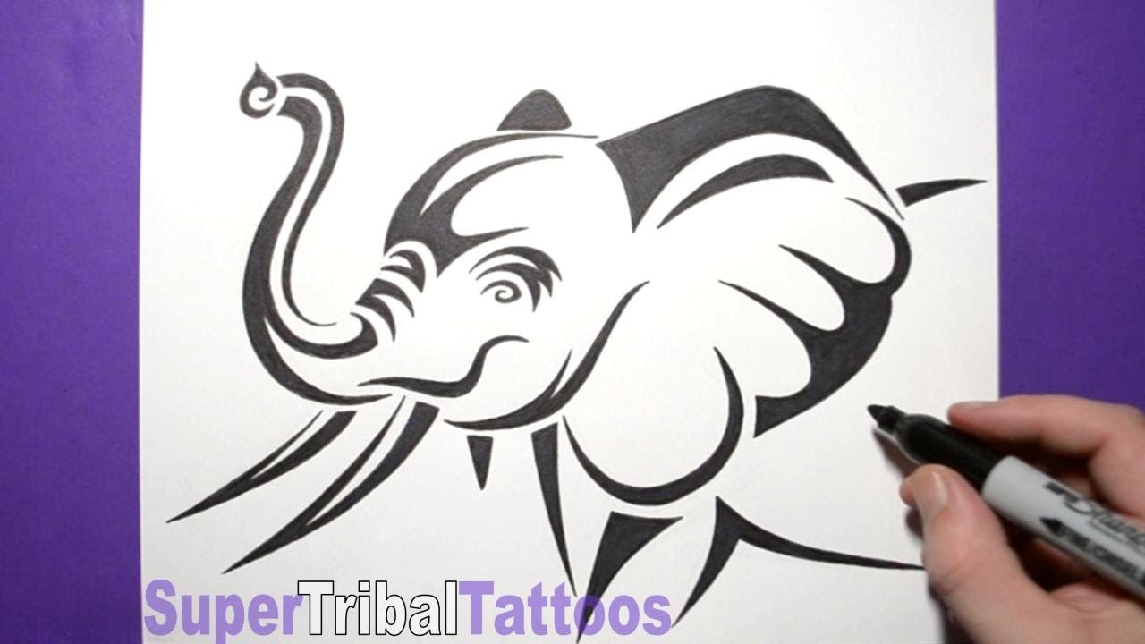 1280x720 How To Draw An Elephant - Elephant Drawing Tattoo
