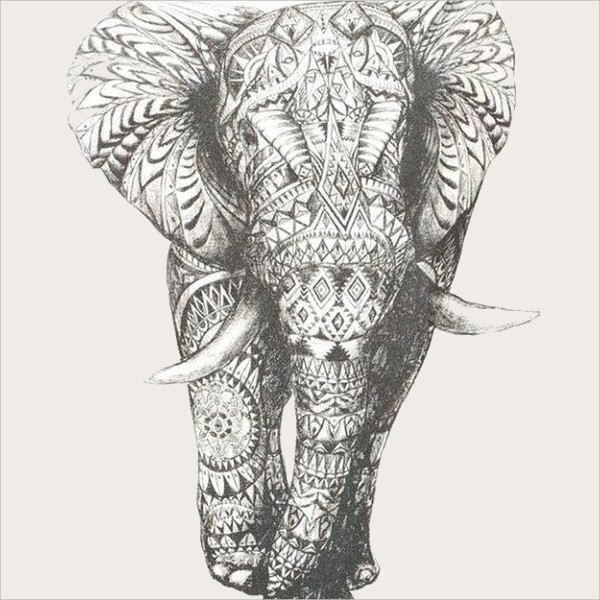 600x600 Cool Tattoo Drawings Free Premium Templates - Elephant Drawing Tattoo