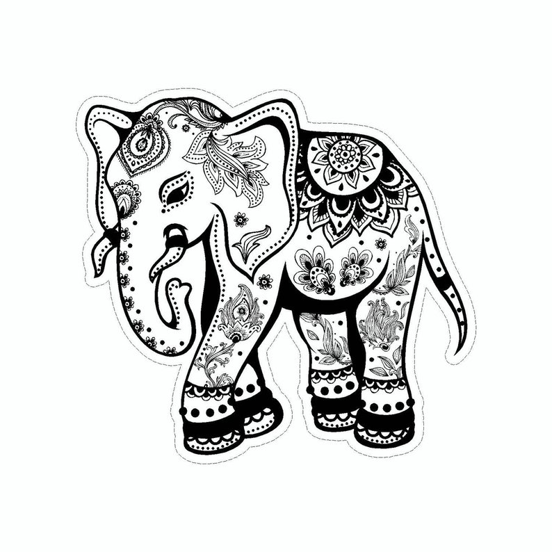 794x794 Elephant Mandala Tribal Art Vinyl Car Decal Sticker Etsy - Elephant Drawing Tribal