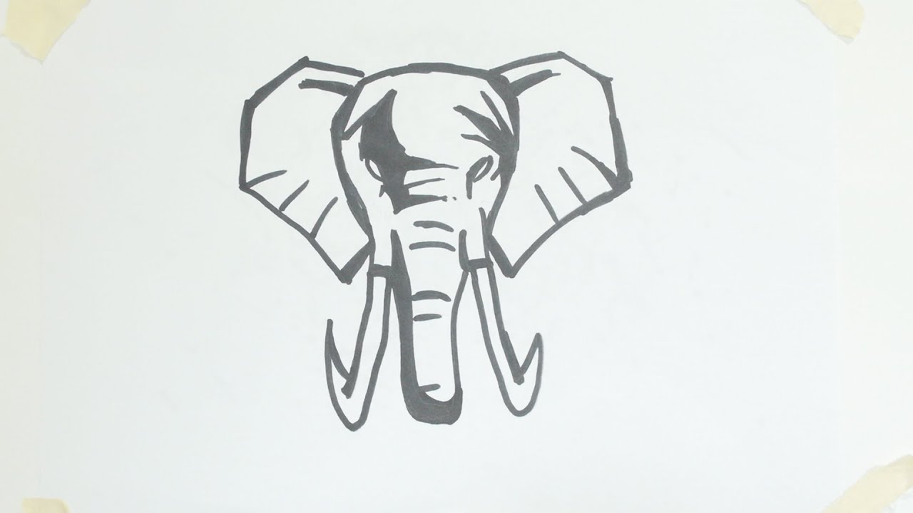 1280x720 How To Draw Elephant Head Tribal Tattoo - Elephant Drawing Tribal