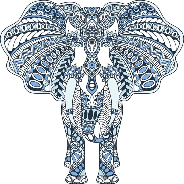 600x600 Pretty Tribal Pattern Elephant Pen Drawing Cartoon - Elephant Drawing Tribal