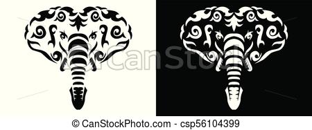 450x188 Tribal Elephant Illustration Tribal Elephant Set Illustration - Elephant Drawing Tribal